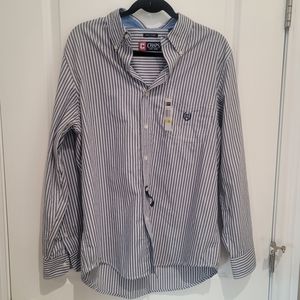 NWT Chaps Sharp Striped  Button Shirt Size M